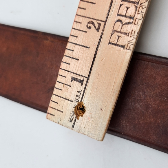 Brown Leather Belt Mens Size 36 Oil Tanned Harness Solid Brass Genuine Handmade - Picture 10 of 11